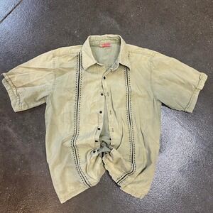 Vintage Y2K Beige Avatar Distressed Size Medium Button Up